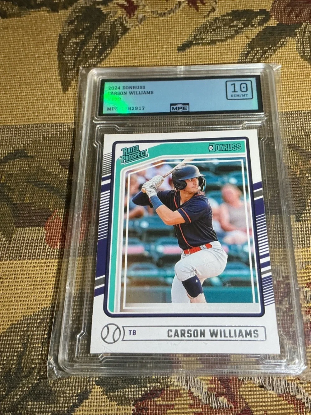 2024 Panini Donruss 179 Carson Williams Graded rookie Rated prospect MPE 10